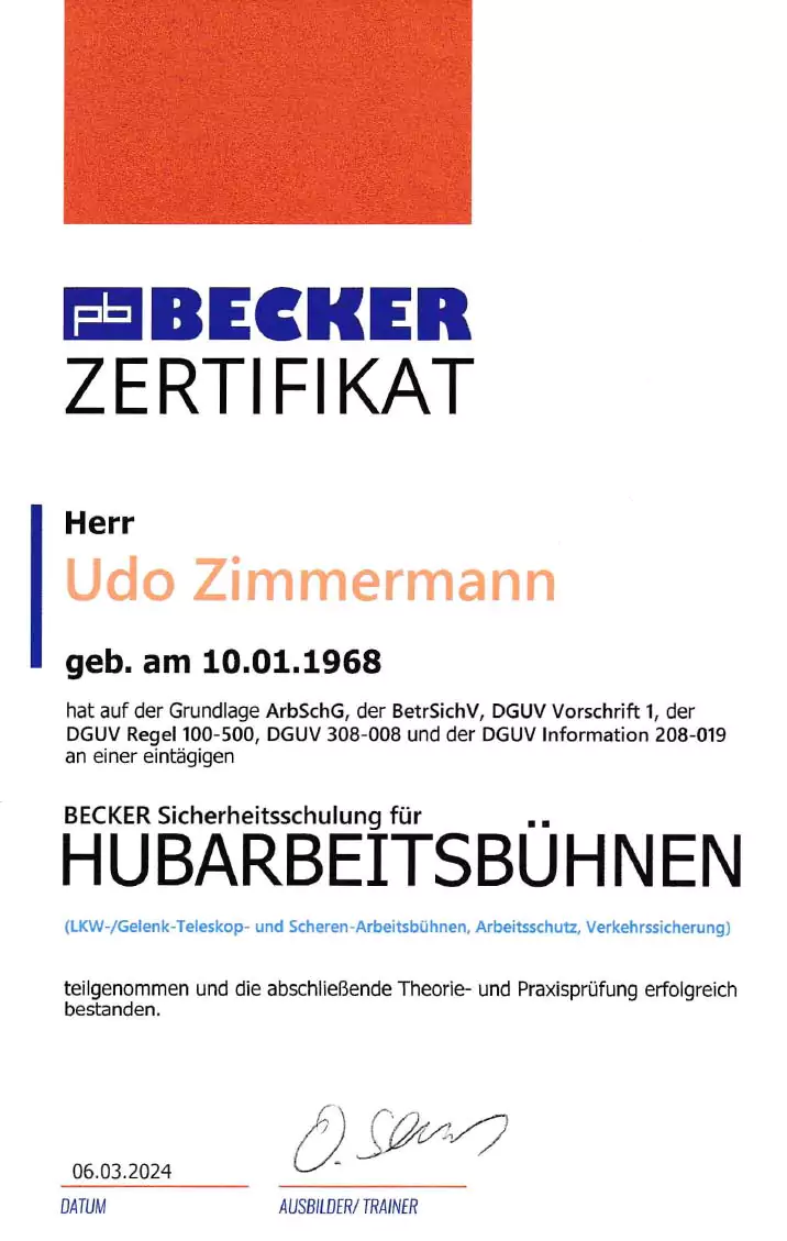 Becker-Zertifikat