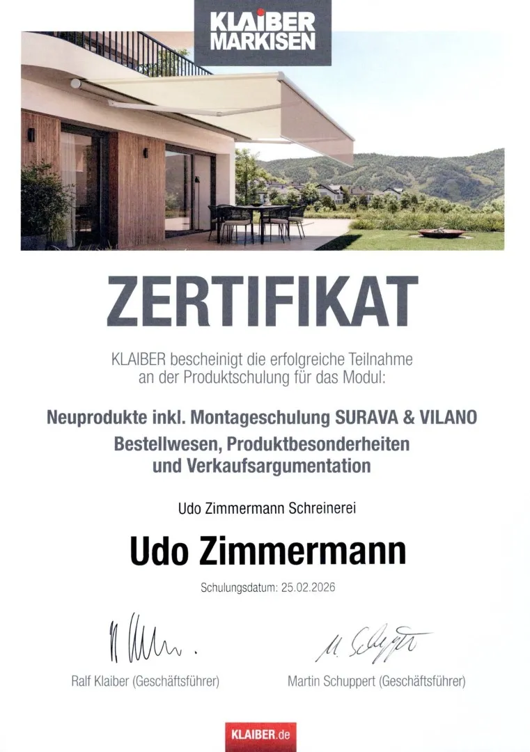 Klaiber Markisen Neue Produkte Schulung Udo 2026 761